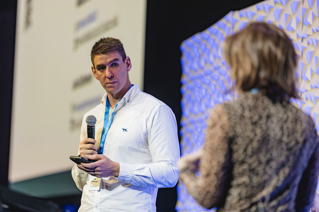 Joe Sutheran presenting at the Seafood New Zealand 2026 Conference